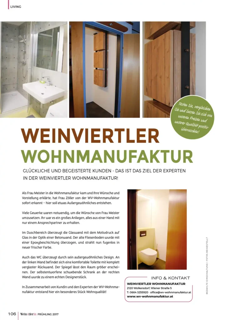Weinviertler Wohnmanufaktur in der Wein4tlerin 2017