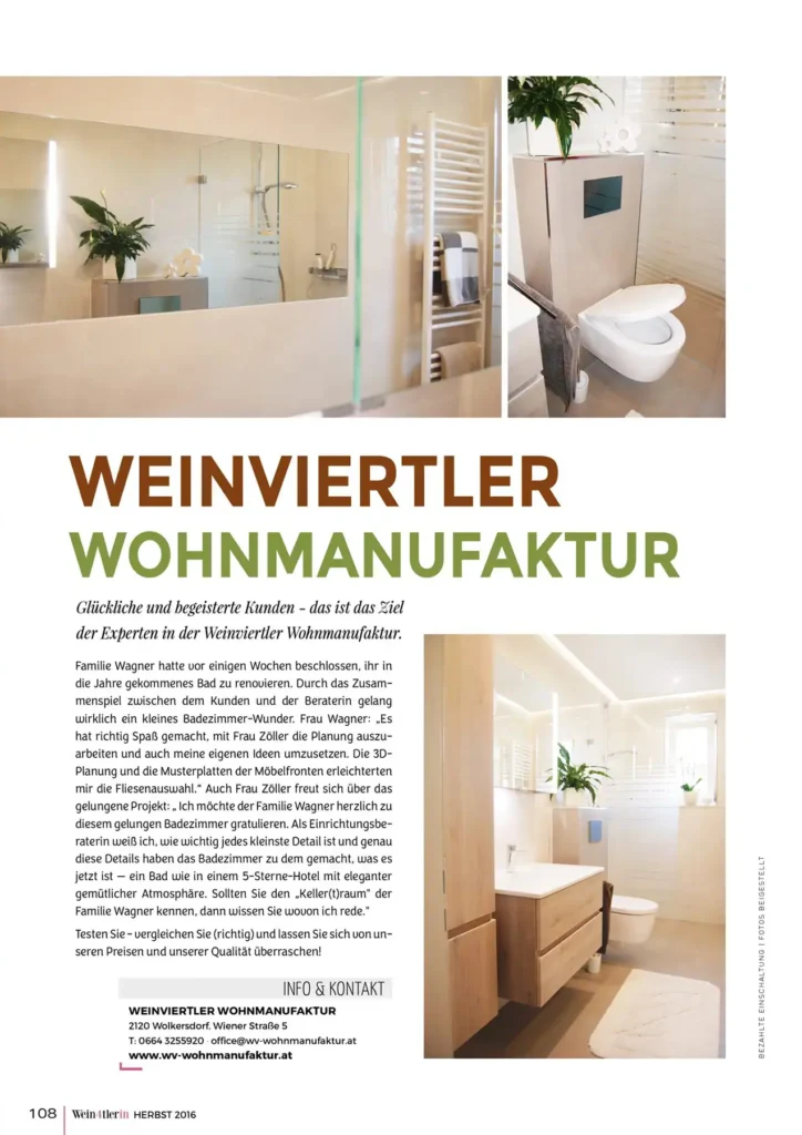Weinviertler Wohnmanufaktur in der Wein4tlerin 2016