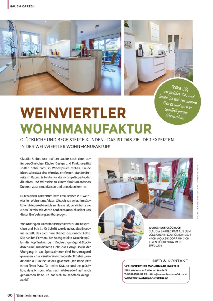 Weinviertler Wohnmanufaktur in der Wein4tlerin 2017