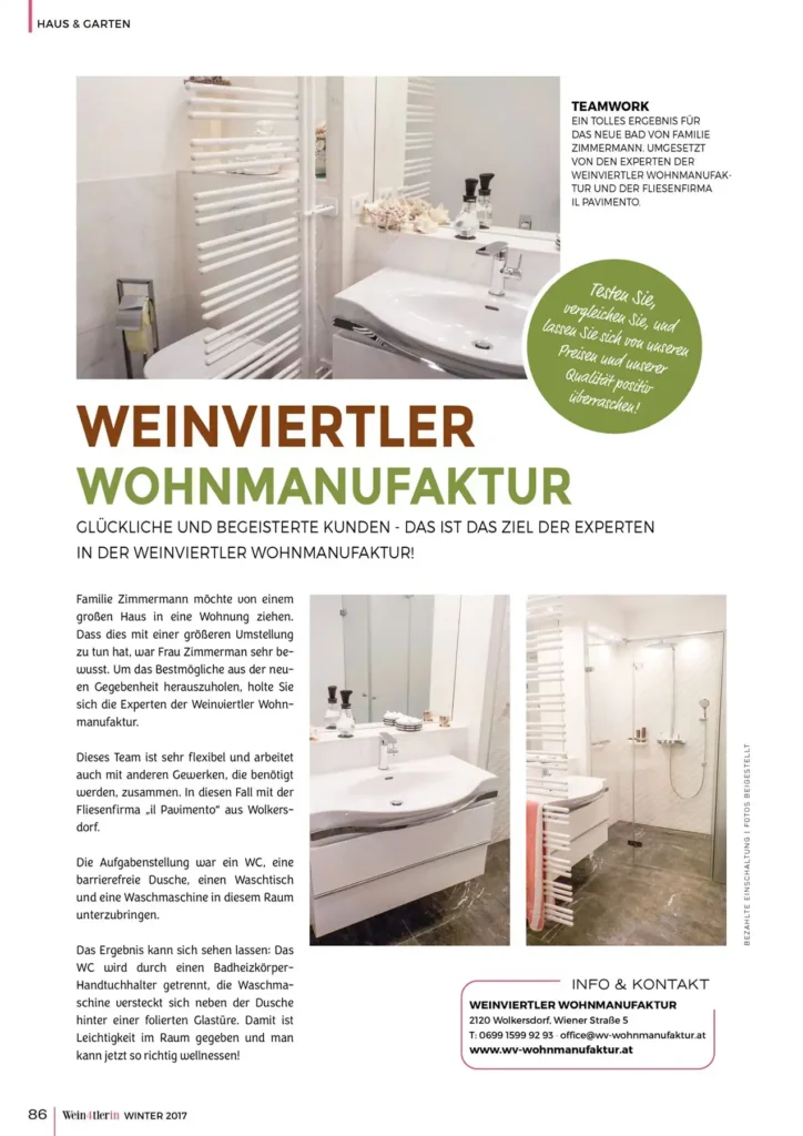 Weinviertler Wohnmanufaktur in der Wein4tlerin 2017