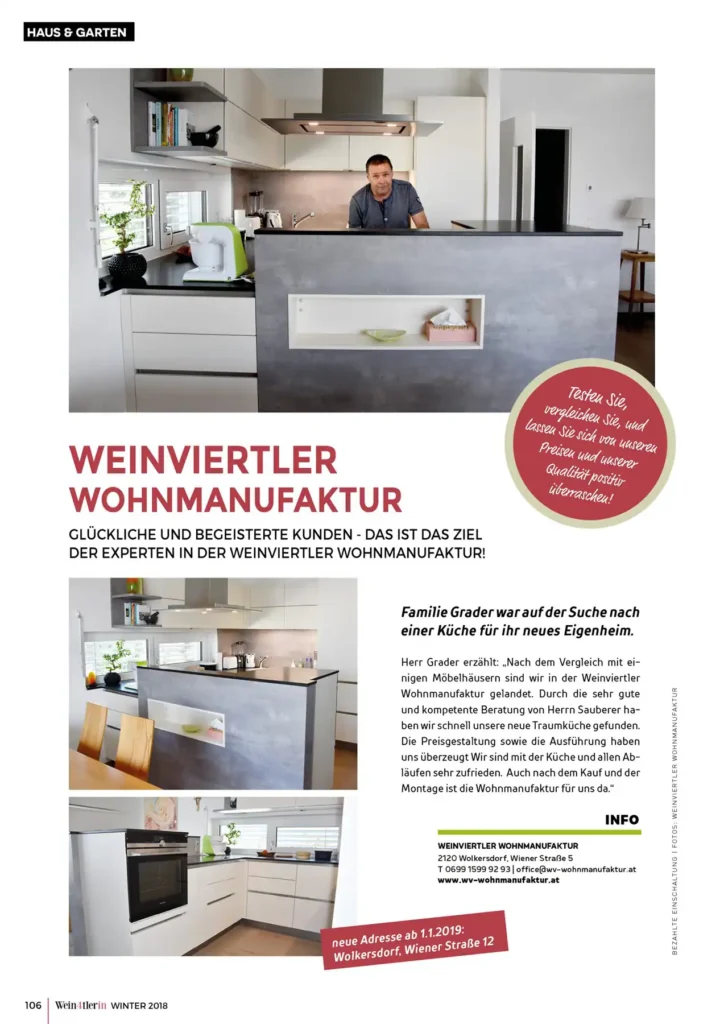 Weinviertler Wohnmanufaktur in der Wein4tlerin 2018