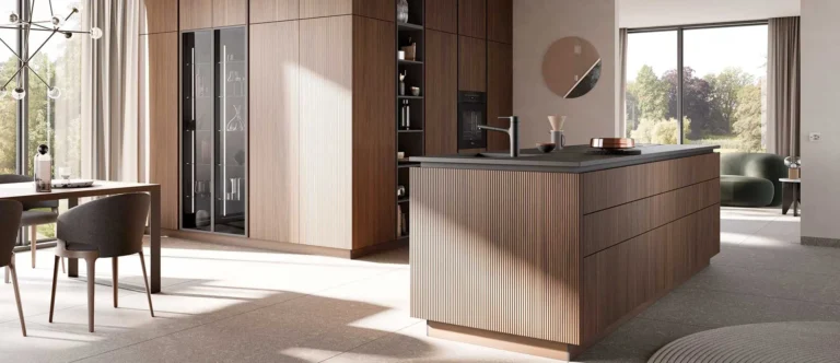 Häcker moderne Küche mit Holzdekor