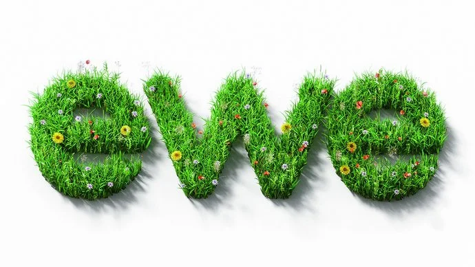 Das ewe Logo wie aus einer Wiese geschnitten